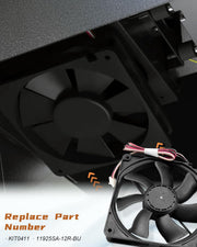 SZRKRLA Pellet Grill Induction Fan Motor KIT0411 Fit for Traeger D2 Pro 575 780 Ironwood Even Heat Distribution Oven Circulation Fan Parts Replace 11925SA-12R-BU 12V 0.86A DC - Grill Parts America