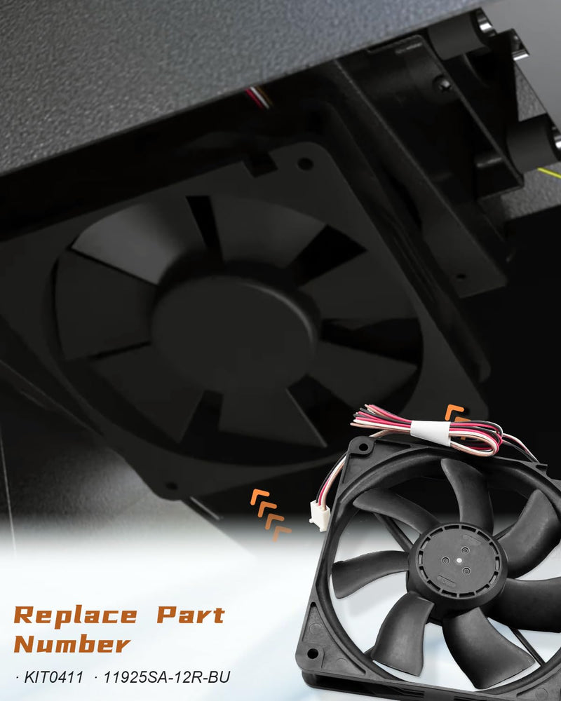 SZRKRLA Pellet Grill Induction Fan Motor KIT0411 Fit for Traeger D2 Pro 575 780 Ironwood Even Heat Distribution Oven Circulation Fan Parts Replace 11925SA-12R-BU 12V 0.86A DC - Grill Parts America