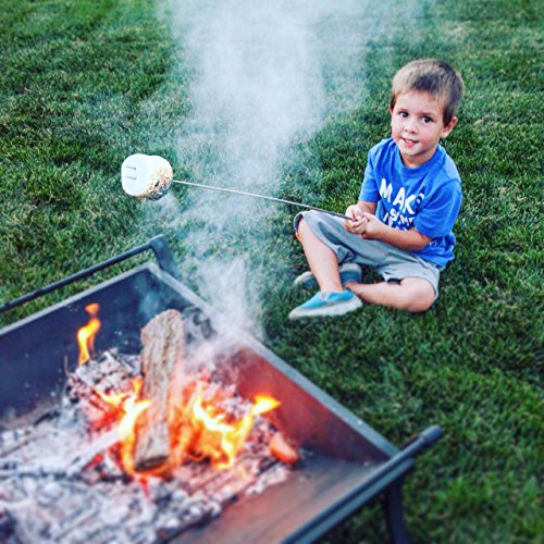 MalloMe Marshmallow Roasting Sticks - Smores Skewers for Fire Pit Kit - Hot Dog Camping Accessories Campfire Marshmellow 32 Inch Long Fork - 5 Pack - Grill Parts America
