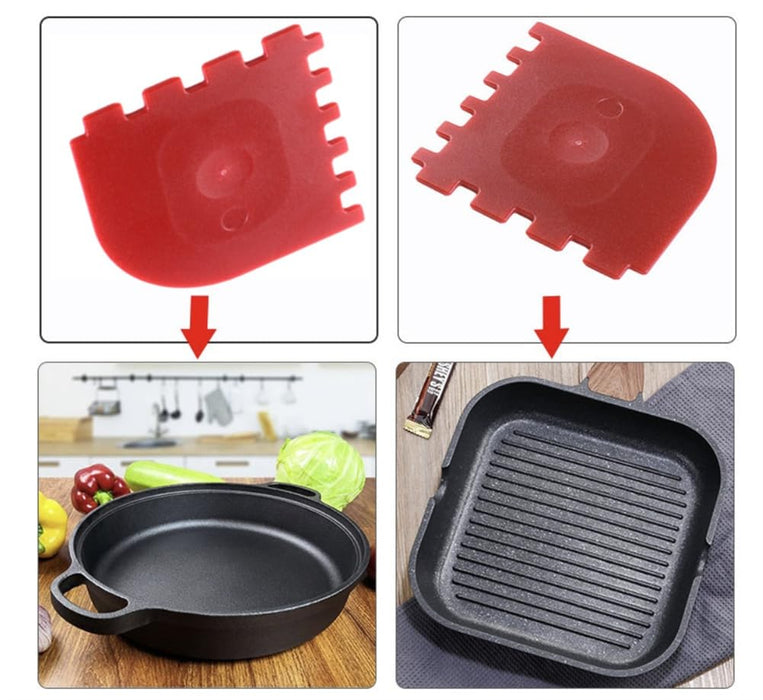 WHTCHSU Durable Grill Pan Scrapers, Red and Black, 4-Pack - Grill Parts America