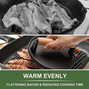 EWFEN Burger Press, 7" Round Heavy-Duty Cast Iron Smash Bacon Press Meat Steak with Wood Handle for Griddle, Sandwich, Nonstick Pan - Grill Parts America