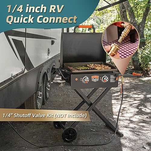 GELBEKUH 2 Pack 1/4 inch RV Quick Connect Adapter Conversion Fitting for Blackstone Tabletop Grill - 17 Inch and 22 Inch Portable Gas Griddle (Elbow & Straight) - Grill Parts America