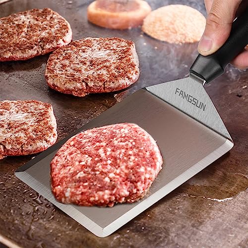 FANGSUN Smashed Burger Press Kit, Stainless Steel Burger Smasher & Grill Spatula for Outdoor Cooking, 5.8” Hamburger Press & 5" BBQ Spatula, Griddle Accessories Kit for Flat Griddle, Grilling Gift - Grill Parts America