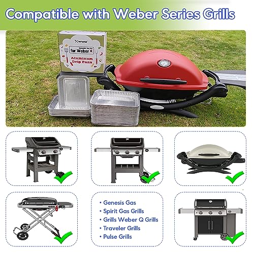 WWM 30 Pack Aluminum Drip Pan Liners Compatible for Weber Q Series,Genesis Series, Pulse,Spirit Series & Traveler Grills, Disposable Aluminum Foil Grease Drip Pans, Grill Accessories - Grill Parts America
