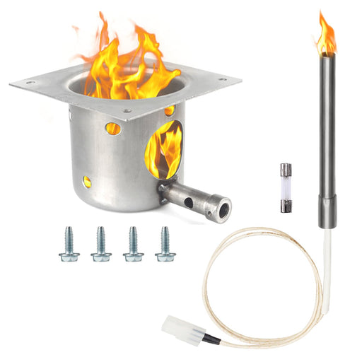 Tbgrepts Fire Pot Burn Pot and Hot Rod Ignitor Kit Replacement for Traeger Pit Boss Camp Chef Pellet Grill with Screws and Fuse… - Grill Parts America