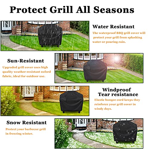Grill Cover, BBQ Cover 58 inch,Waterproof BBQ Grill Cover,UV Resistant Gas Grill Cover,Durable and Convenient,Rip Resistant,Black Barbecue Grill Covers,Fits Grills of Weber,Brinkmann etc - Grill Parts America