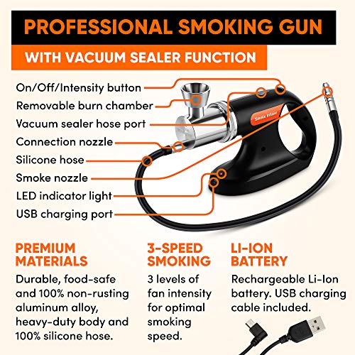 JoChef Professional Handheld Smoke Gun – Cold Smoker + Vacuum Function - Kitchen Parts America