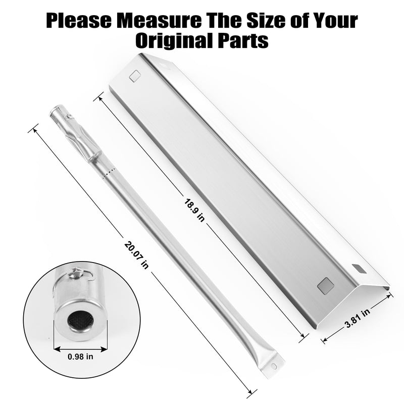 UikJOY Stainless Steel Grill Replacement Parts for Chargriller 5050, 5650, 3001, 3030, 5072, 3008, 4000, 5252 Gas Grills, Heat Plates & Burner Tubes & Hanger Brackets Replacement for Chargriller - Grill Parts America