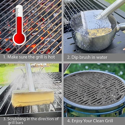 Grill Brush Bristle Free Grill Cleaner Brush with Scraper No Wire Brush Bristle Free Safe Grill Brush for Outdoor Grill BBQ Scraper for Grill Brush Safe Grill Sponge Wire Free Grill Steam Brush - Grill Parts America