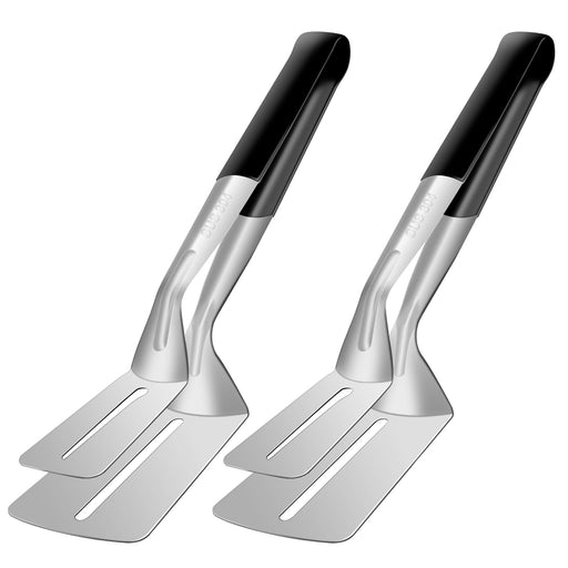 Spatula Tongs for Flipping, Stainless Steel Grill Clamp Spatula Flipper, 11.6 Inch Double-sided Shovel Clip for Beefsteak Bread Hamburger BBQ Meats Pizza Pies Bread Fish(2 Pack) - Grill Parts America