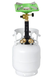 Flame King FK-DTMINI Mini 3-Port Distribution Tree for Camping, Connects 1-lb Appliances to a Standard Propane Tank, Perfect for Lanterns, Stoves, Heaters, and Grills, Black & Gold - Grill Parts America