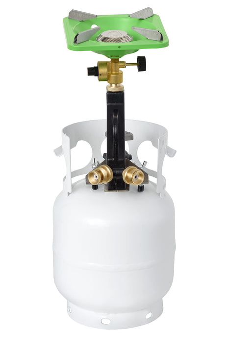 Flame King FK-DTMINI Mini 3-Port Distribution Tree for Camping, Connects 1-lb Appliances to a Standard Propane Tank, Perfect for Lanterns, Stoves, Heaters, and Grills, Black & Gold - Grill Parts America