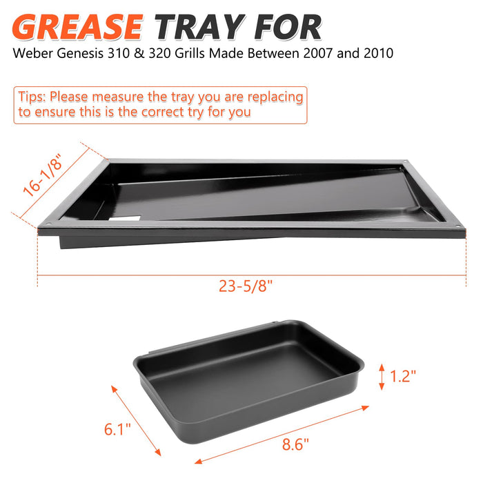 QuliMetal Grease Tray with Catch Pan for Weber Genesis 300 Series Gas Grills with Side Control Knob (2007-2010), Genesis E310, Genesis E320 Drip Pans Replace Weber #67767/67758 Genesis Grease Tray - Grill Parts America