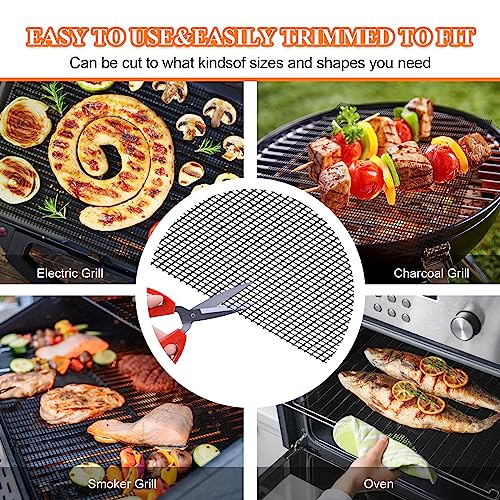 Grill Mesh Mat Set 5 Grill Accessories BBQ Tools Reusable Non-Stick Grill Mat for Vegetables Fish Barbecue Grilling Mat Sheets for Outdoor Smoker Charcoal Gas Electric Grill,XL 15.75 x 13 inch, Black - Grill Parts America