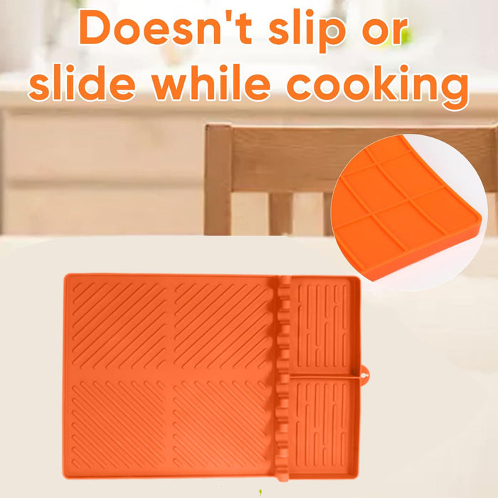EddHomes Silicone Grill Side Shelf Mat for Blackstone BBQ Grill, 3 in 1 Silicone Spatula Mat with Drip Pad,Large Silicone Utensil Rest for Multiple BBQ Grill Tools - Grill Parts America
