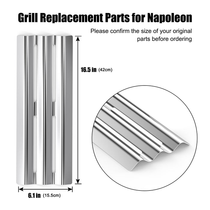 Barbqtime Grill Heat Plates Tent Shields for Napoleon Legend LEX 485 605 730 Mirage Lifestyle Gas Grills, 16.5" Stainless Steel Flame Cover Grill Replacement Parts for Napoleon - Grill Parts America