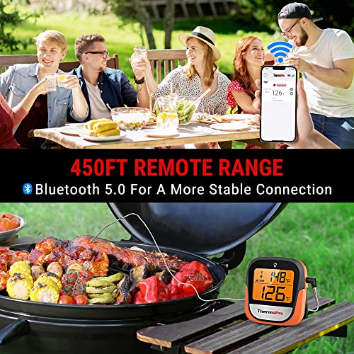 ThermoPro TP901 450-ft Wireless Meat Thermometer for Grilling, Meat Probe Bluetooth Thermometer for Smoker, Digital Meat Bluetooth Thermometer for Cooking, Smoker Accessory for Fish, Beef & Turkey - Grill Parts America