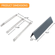 Hisencn 7636 Flavorizer Bars and 69787 Grill Burner - for Weber Spirit II 300, Spirit 300 Series, E310, S310, E320 S320 E330 S330 with Front Controls, 15.3" Flavorizer Bars, 18" Burner - Grill Parts America