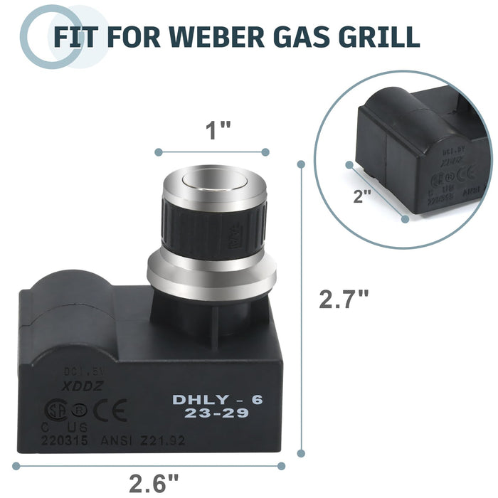 GasSaf 6 Outlet AA Battery Silver Cap Push Button Chrome Coated Spark