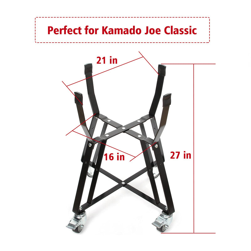 Rolling Cart for Kamado Joe Classic Accessories,Kamado Joe Parts Rolling Nest with Heavy Duty Locking Caster Wheels Powder Coated Steel Rolling Outdoor Cart for Kamado Joe Classic Grill Stand - Grill Parts America