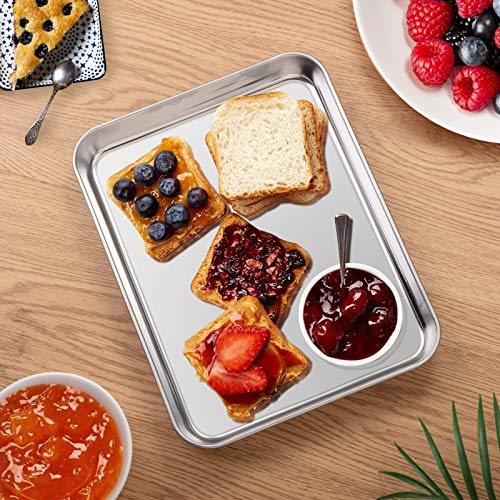 WEZVIX Baking Sheet Stainless Steel Baking Tray Cookie Sheet Oven Pan Rectangle Size 10 x 8 x 1 inch, Non Toxic & Healthy, Rust Free & Less Stick, Thick & Sturdy, Easy Clean & Dishwasher Safe - Kitchen Parts America