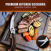 Poultry Shears, Heavy Duty Kitchen Shears with Serrated Edge, No Rust Spring Loaded, Multipurpose Stainless Steel Kitchen Scissors for Chicken, Bone, Meat, Turkey, Fish Thanksgiving Christmas Day - Kitchen Parts America