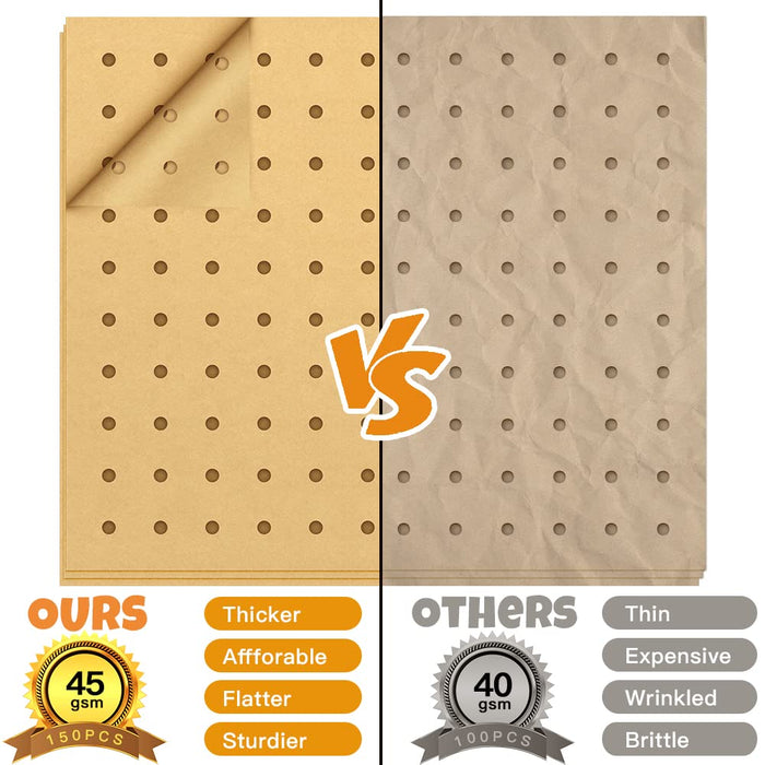 Air Fryer Disposable Parchment Paper Liners: 150pcs Airfryer Liners 9x11 Inch Perforated Rectangular Paper Sheets Basket Liner Accessories For Toaster Oven Xl Air Fryer - Grill Parts America