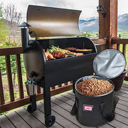 Upgraded 20LBS Pellet Grills Stay Dry Pellet Bin - Wood Pellet Storage Bag Container - Smoker Pellet Dispenser - Anti-Shock Foam Layer Reduces Wood Pellets/Charcoal Chipping - Grill Parts America