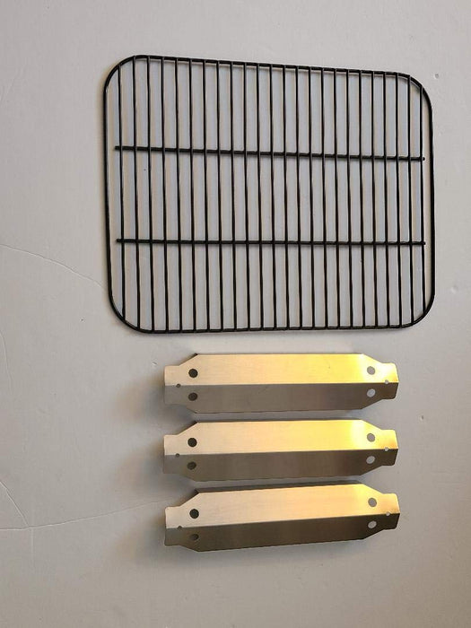 Outdoor Bazaar Set of Porcelain Cooking Grid and Three Stainless Steel Replacement Heat Plates for Dyna-Glo 3-Burner Grill models DGC310CNP-D, DGC310RNP-D, DGC310BNP-D - Grill Parts America