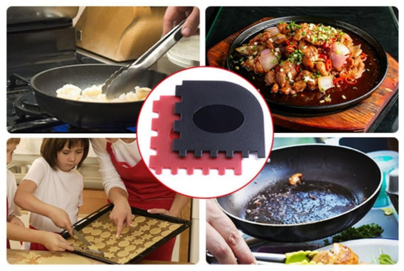WHTCHSU Durable Grill Pan Scrapers, Red and Black, 4-Pack - Grill Parts America