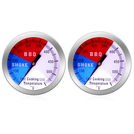 BBQ Thermometer Gauge - 2 Pcs Charcoal Grill Pit Smoker Temp Gauge Grill Thermometer with Fahrenheit and Heat Indicator - Grill Parts America