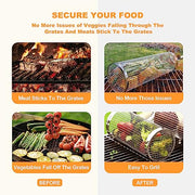 DETEIN 2PACK Rolling Grill Basket with Easy-Rolling Handle, BBQ Grill Basket Cylinder for Outdoor Grill, Cylinder Grill Basket for Veggies Portable Round Tube Grill for Vegetables, Peppers, Meat - Grill Parts America
