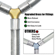 MEFUN Upgrade Stainless Braided Y-Splitter Dual Propane Tank Converter Adapter Hose with Gauge,2 Way Propane Splitter POL Inlet&POL/QCC1 Regulator Exit Connect 5-100LBS Cylinder Tank for Grill, Heater - Grill Parts America