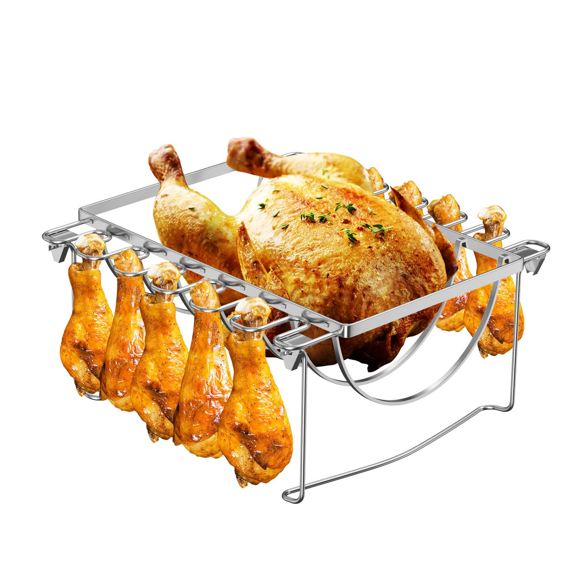 Grill Riser Rack LS'BABQ 3 in 1 Chicken Leg Rack,Rib Rack for Grilling and Smoking,Fold ...