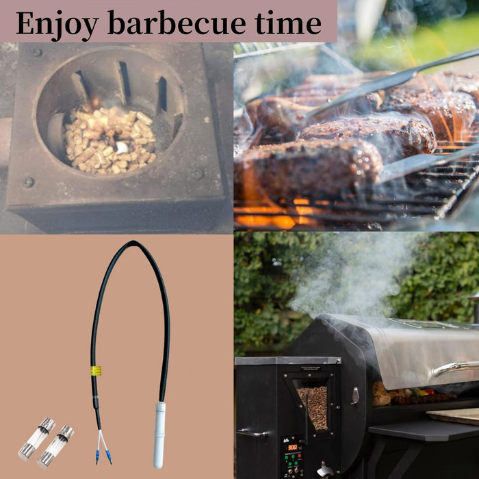 Daniel Boone and Jim Bowie Grill hot Rod Igniter Replacement Compatible with P-1079 P-1099, 120V 200W 1 Upgraded Ceramic igniter with 2 5A 20mm fuses - Grill Parts America