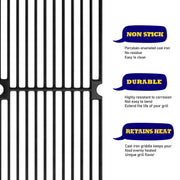 GGC Grill Grates Replacement for Brinkmann 810-8410-F, 810-2410-S, 810-2511-S, 810-2512-S, 810-8411-5, 810-9415-W and Others, 3 PCS Porcelain Coated Cast Iron Cooking Grate(17 3/4" x 8 15/16") - Grill Parts America