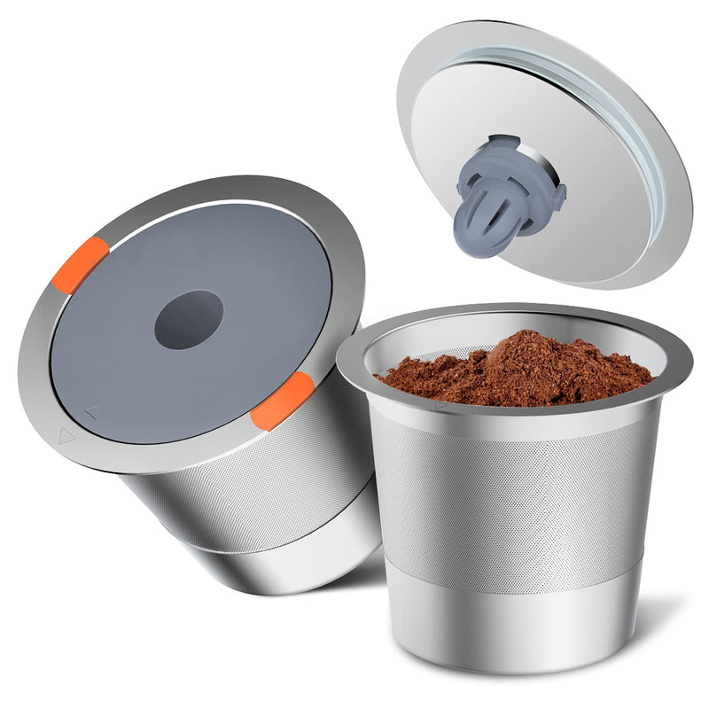 Noalto Reusable K Cups and Coffee Pods,Universal stainless steel k Cups for Keurig 2.0 and 1.0 Coffee Makers machine(2pack) - Grill Parts America