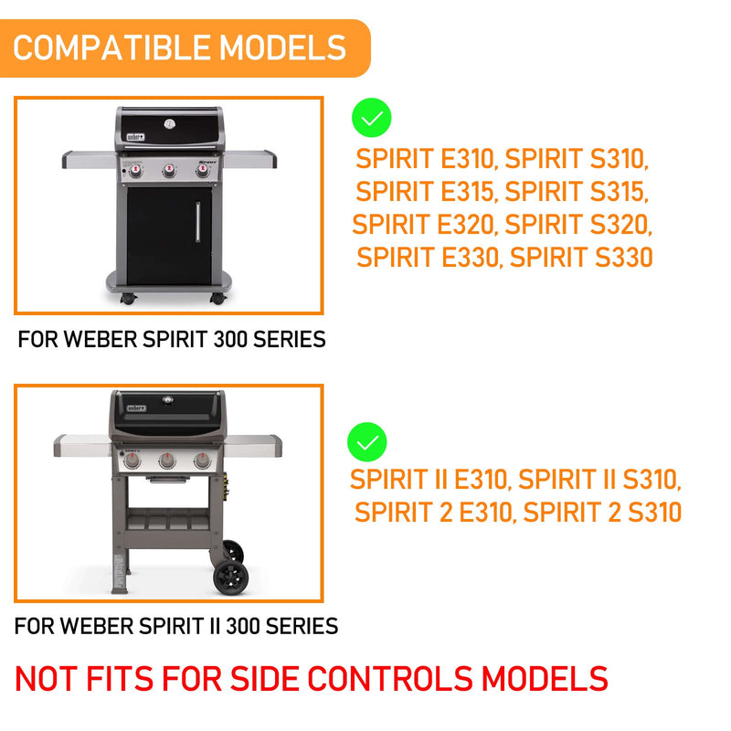 Hisencn 7636 Flavorizer Bars and 69787 Grill Burner - for Weber Spirit II 300, Spirit 300 Series, E310, S310, E320 S320 E330 S330 with Front Controls, 15.3" Flavorizer Bars, 18" Burner - Grill Parts America