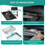 SafBbcue 91354 Grease Tray with 10PCS 6415 Catch Pan Aluminum Liner,Drip Pan for Weber Spirit E-310,E-320,Spirit EP-310 EP-320, Spirit S-320 SP-310(Made in 2009 and 2012) Grills,17-3/4"L x 13"W x 3"H - Grill Parts America