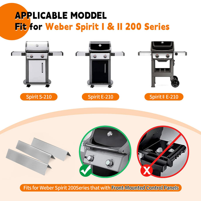 Paayox 15.3" Flavorizer Bars Replacement for Weber Spirit 200 Series Grill Spirit E210 S210 E220 S220 Gas Grills Parts(Front-Mounted Control), Stainless Steel Replacement Parts - 3 PCS - Grill Parts America
