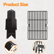Hisencn Grill Replacement Parts for Dyna-Glo DGC350CNP-D DGF350CSP DGF350CSP-D, 2-Pack Porcelain Steel Heat Plates, 2-Pack Cast Iron Grill Grates, Flavorizer Bars - Grill Parts America