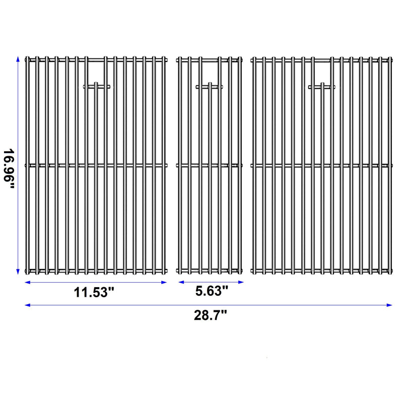 KIKIBRO Stainless Steel Cooking Grill Grates Replacement for Nexgrill 720-0882A Evolution Infrared Plus 5-Burner Gas Grills Grates Replacement Parts Cooking Grids with Side Burner, Set of 2, 17 Inch - Grill Parts America