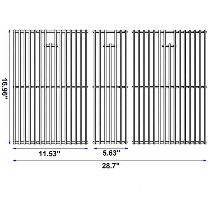 KIKIBRO Stainless Steel Cooking Grill Grates Replacement for Nexgrill 720-0882A Evolution Infrared Plus 5-Burner Gas Grills Grates Replacement Parts Cooking Grids with Side Burner, Set of 2, 17 Inch - Grill Parts America