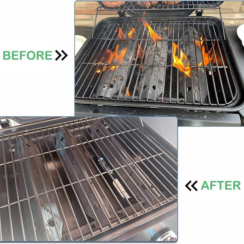 Outdoor Bazaar Set of Porcelain Cooking Grid and Three Stainless Steel Replacement Heat Plates for Dyna-Glo 3-Burner Grill models DGC310CNP-D, DGC310RNP-D, DGC310BNP-D - Grill Parts America
