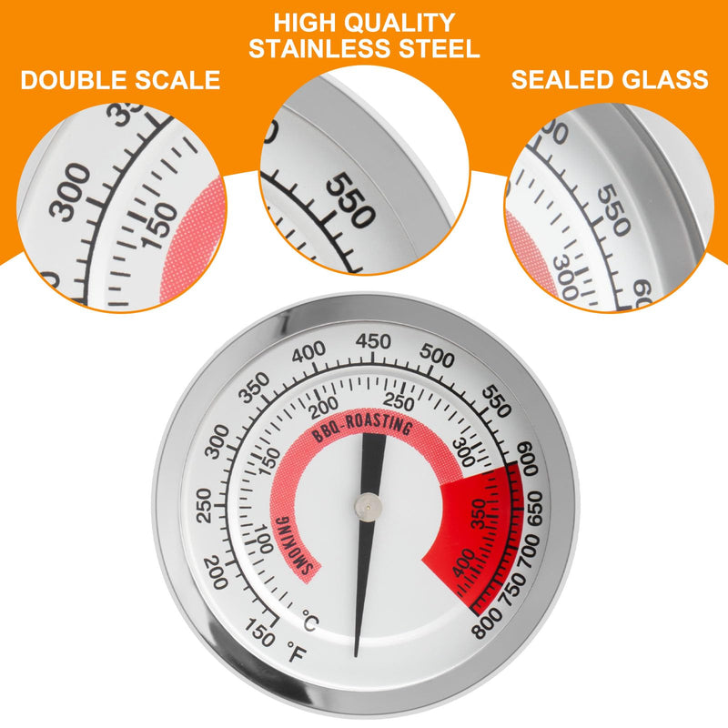 BBQ Lid Thermometer Gauge for KitchenAid Grill Replacement Parts 720-0954 KitchenAid 720 0819 720-0745 720-0745A,Nexgrill 720-0733 720-0745,Kirkland 720-1068,Oklahoma Joe 15202029,Kenmore 146.48589710 - Grill Parts America