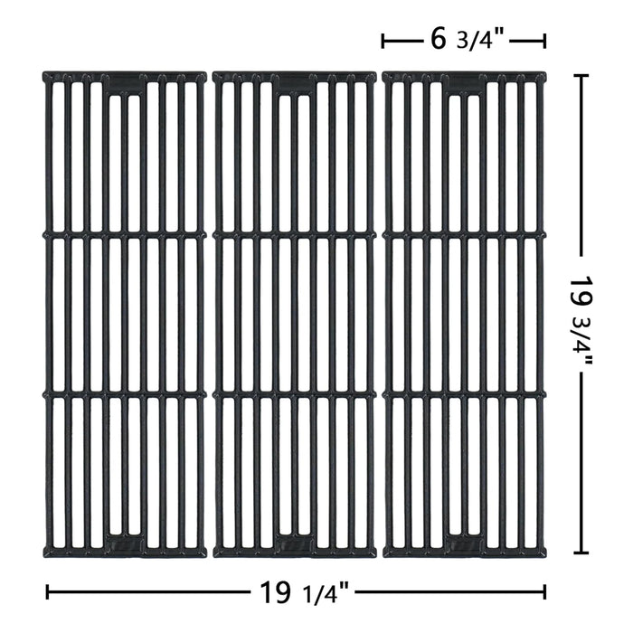 DelyCuise 19 3/4" Grill Grates for Chargriller 5050, 3001, 3030, 5252, 5650, 4000, 2121, 2123, 2222, 2828, 3725 Grill, Replacement Parts for King Griller 3008 Cast Iron Cooking Grill Grate, 3-Pack - Grill Parts America