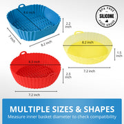 3 Pack Air Fryer Silicone Liners Pot, Round & Square Food Grade Air Fryer Accessories, 8 Inch Reusable Baking Tray Oven Accessories, Air Fryer Silicone Basket Bowl, No Need to Clean Fryer(For 5 to 6Q) - Grill Parts America