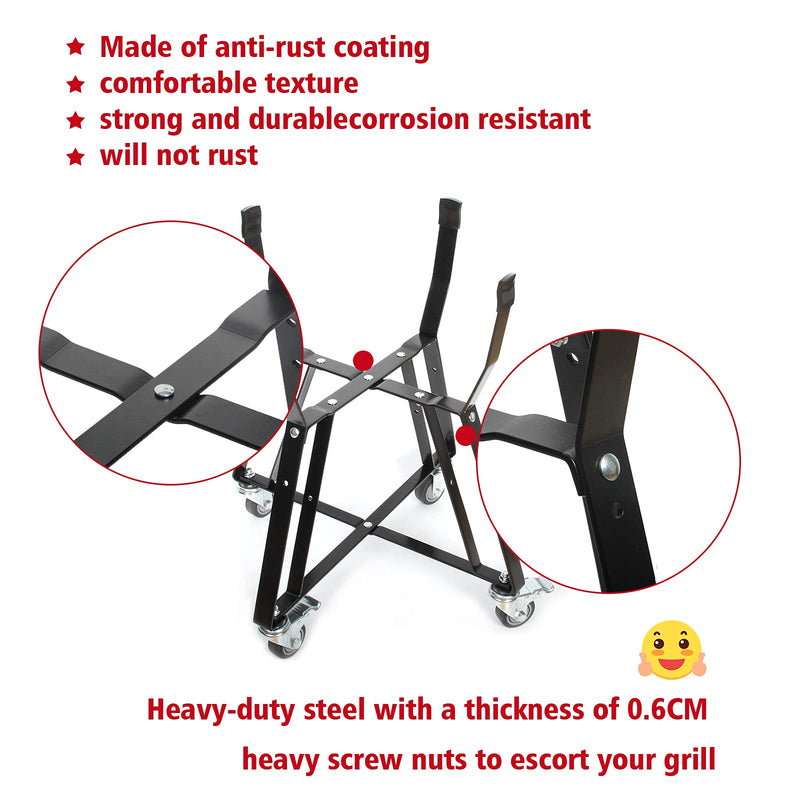 Rolling Cart for Kamado Joe Classic Accessories,Kamado Joe Parts Rolling Nest with Heavy Duty Locking Caster Wheels Powder Coated Steel Rolling Outdoor Cart for Kamado Joe Classic Grill Stand - Grill Parts America