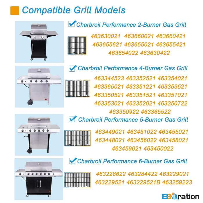 BBQration G426-0005-W1 17" Grill Grate for Charbroil Performance 6-Burner 463228622 463284422 463229021 463229521 463229521B Cooking Grate for Charbroil Grill Replacement Parts 463259223 - Grill Parts America