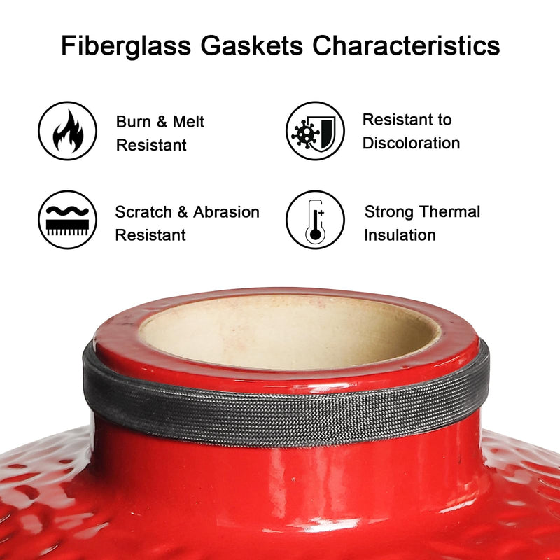 Quantfire Grill Gasket Upper Cover,Chimney Gasket for Kamado Joe Classic and Big Joe,Wire Mesh Gasket Glass Fiber Shock Absorber,High Temp Fiberglass Gasket Kamado Joe Replacement Accessories - Grill Parts America